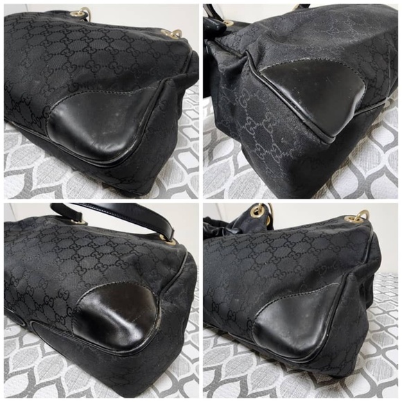 Authentic Gucci GG Canvas Leather 2way Shoulder Bag Black - Picture 9 of 12